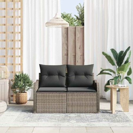 Canapé de jardin avec coussin Gris 121 x 62 x 69cm polyrotin 528851528851