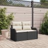 Canapé de jardin avec coussin Noir 121 x 62 x 69cm polyrotin 528853528853