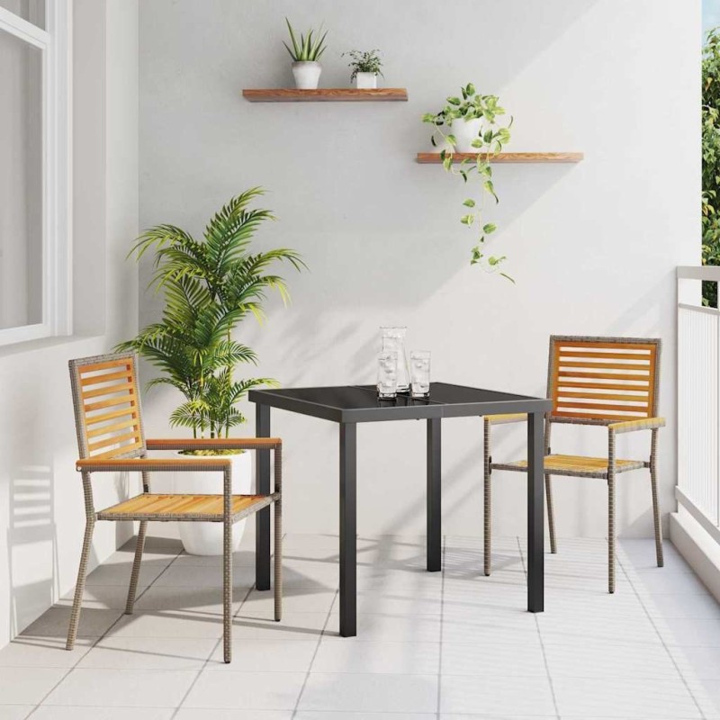 Chaises empilables de jardin 2 pcs Marron et gris 528871528871