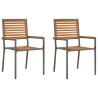Chaises empilables de jardin 2 pcs Marron et gris 528871528871