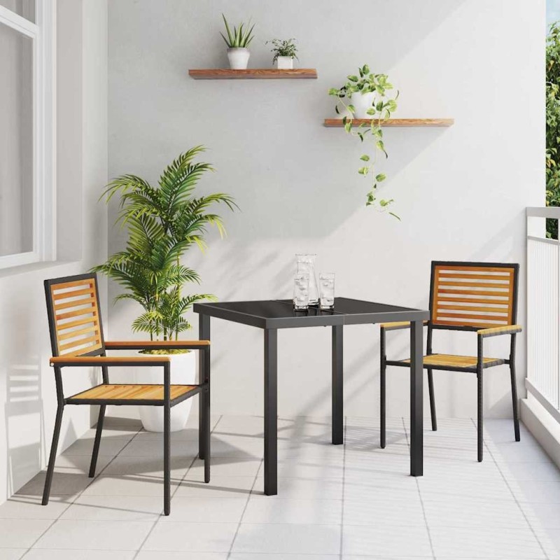 Chaises empilables de jardin 2 pcs Marron et Noir 528872528872