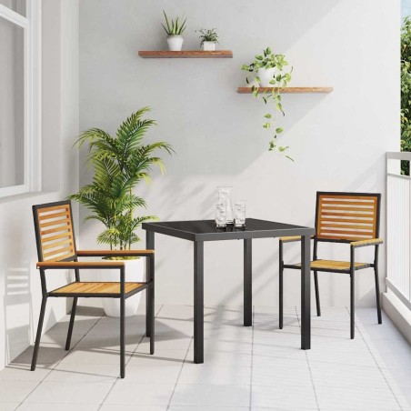 Chaises empilables de jardin 2 pcs Marron et Noir 528872528872