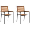 Chaises empilables de jardin 2 pcs Marron et Noir 528872528872