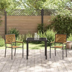Chaises empilables de jardin 2 pcs Marron et Noir 528872528872