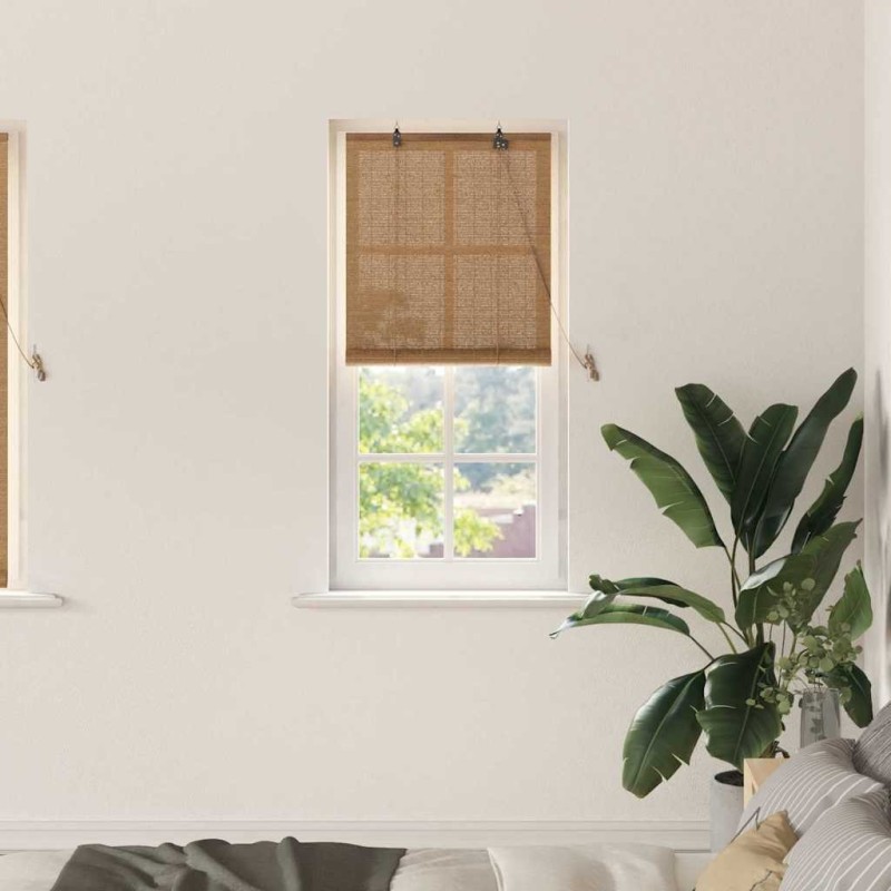 Store enrouleur avec des rideaux Marron 60 x 160 cm Bambou 528878528878