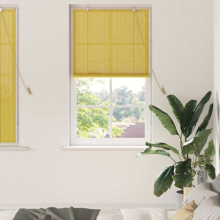 Store enrouleur avec des rideaux Jaune 90 x 160 cm Bambou 528880528880