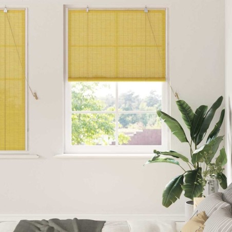 Store enrouleur avec des rideaux Jaune 100 x 160 cm Bambou 528882528882