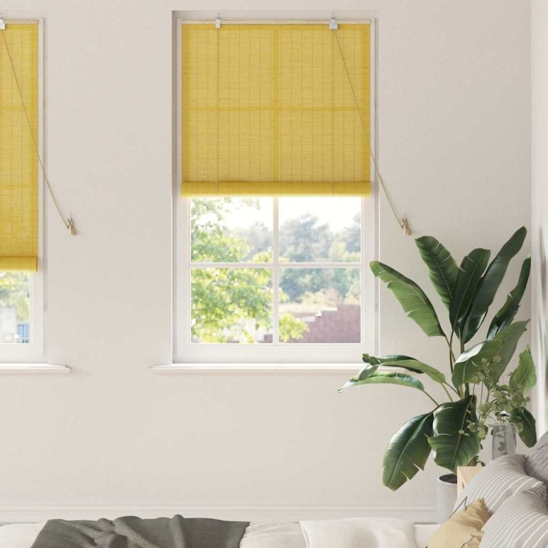 Store enrouleur avec des rideaux Jaune 90 x 220 cm Bambou 528883528883