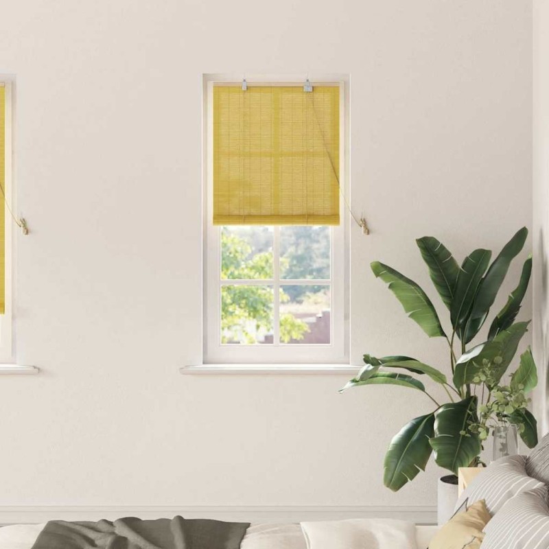 Store enrouleur avec des rideaux Jaune 60 x 220 cm Bambou 528887528887