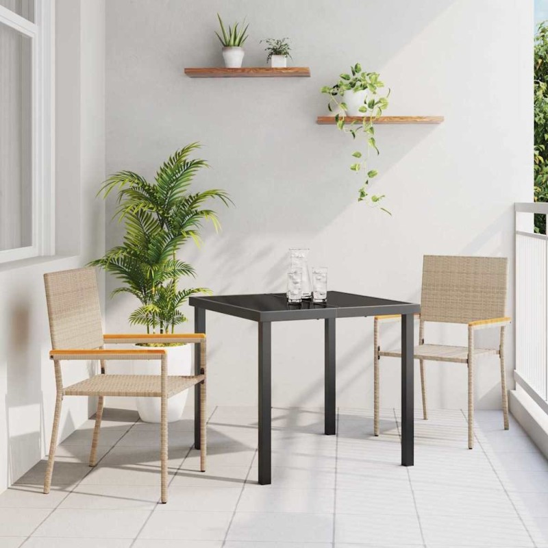 Chaises empilables de jardin 2 pcs Crème et marron 528892528892