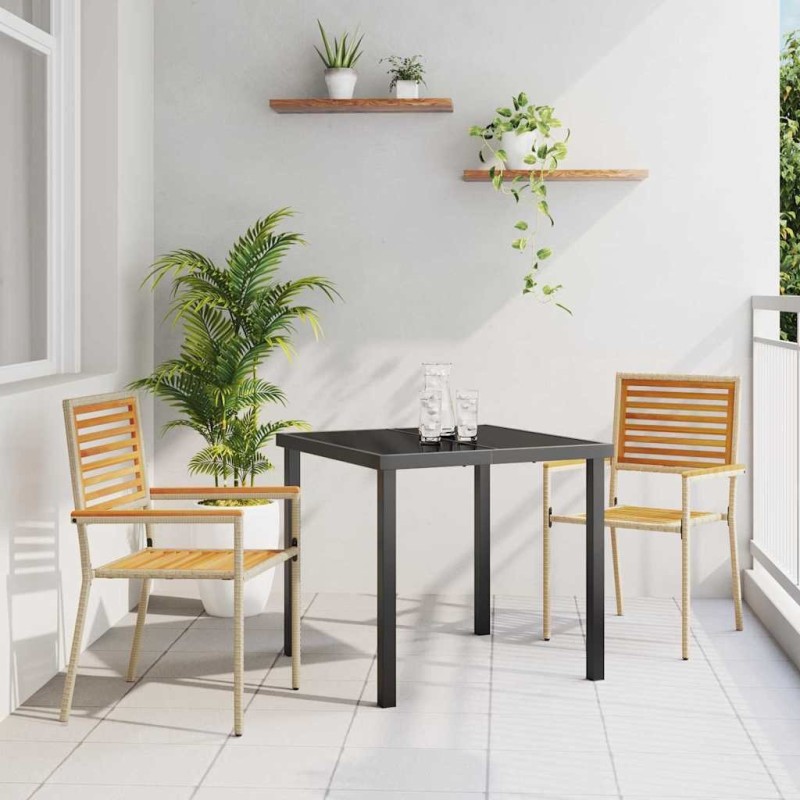 Chaises empilables de jardin 2 pcs Marron et beige 528903528903