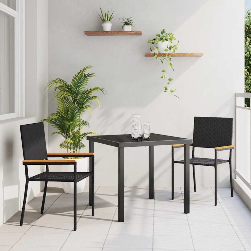 Chaises empilables de jardin 2 pcs Noir et Marron 528905528905