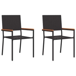 Chaises empilables de jardin 2 pcs Noir et Marron 528905528905