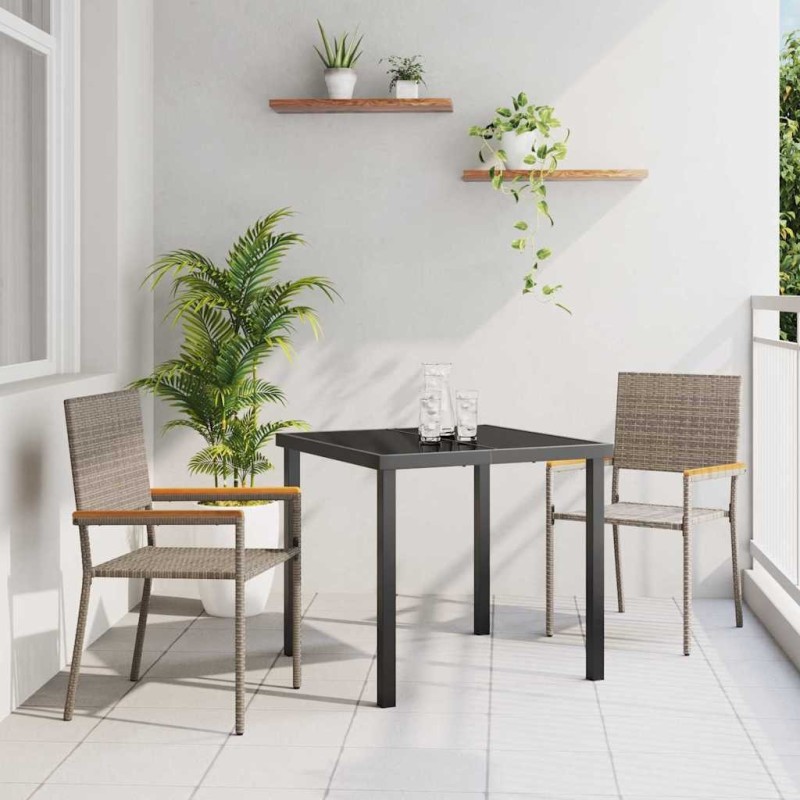 Chaises empilables de jardin 2 pcs Gris et marron 528906528906