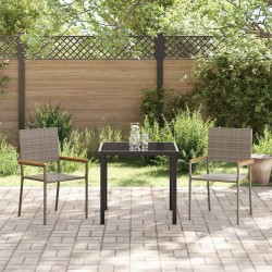 Chaises empilables de jardin 2 pcs Gris et marron 528906528906