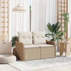 Canapé de jardin avec coussin Beige 121 x 62 x 69cm polyrotin 528916528916