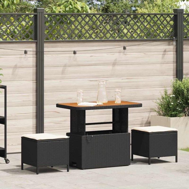 Ensemble de salle à manger pour jardin Noir polyrotin 528917528917
