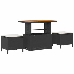 Ensemble de salle à manger pour jardin Noir polyrotin 528917528917