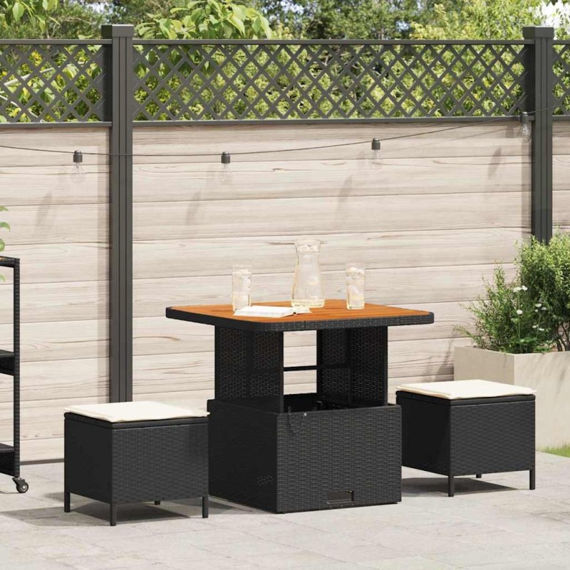 Ensemble de salle à manger pour jardin Noir polyrotin 528918528918