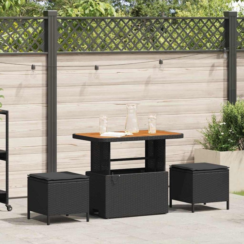 Ensemble de salle à manger pour jardin Noir polyrotin 528919528919