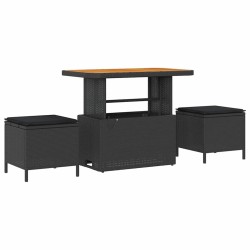 Ensemble de salle à manger pour jardin Noir polyrotin 528919528919