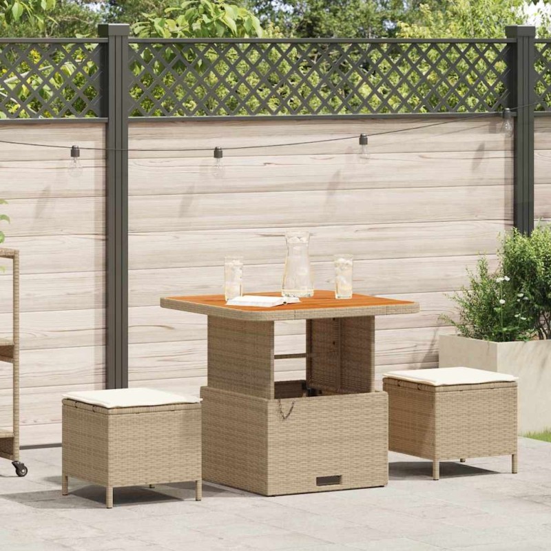 Ensemble de salle à manger pour jardin Beige polyrotin 528922528922