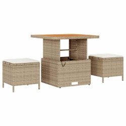 Ensemble de salle à manger pour jardin Beige polyrotin 528922528922