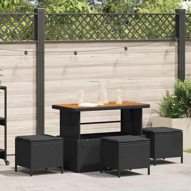 Ensemble de salle à manger pour jardin Noir polyrotin 528932528932
