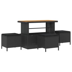 Ensemble de salle à manger pour jardin Noir polyrotin 528932528932