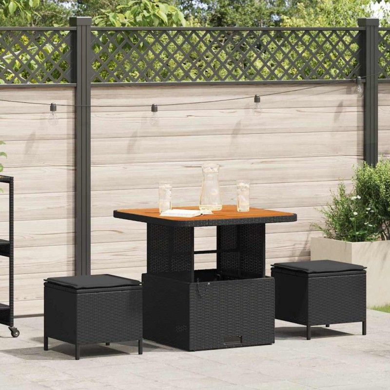 Ensemble de salle à manger pour jardin Noir polyrotin 528934528934