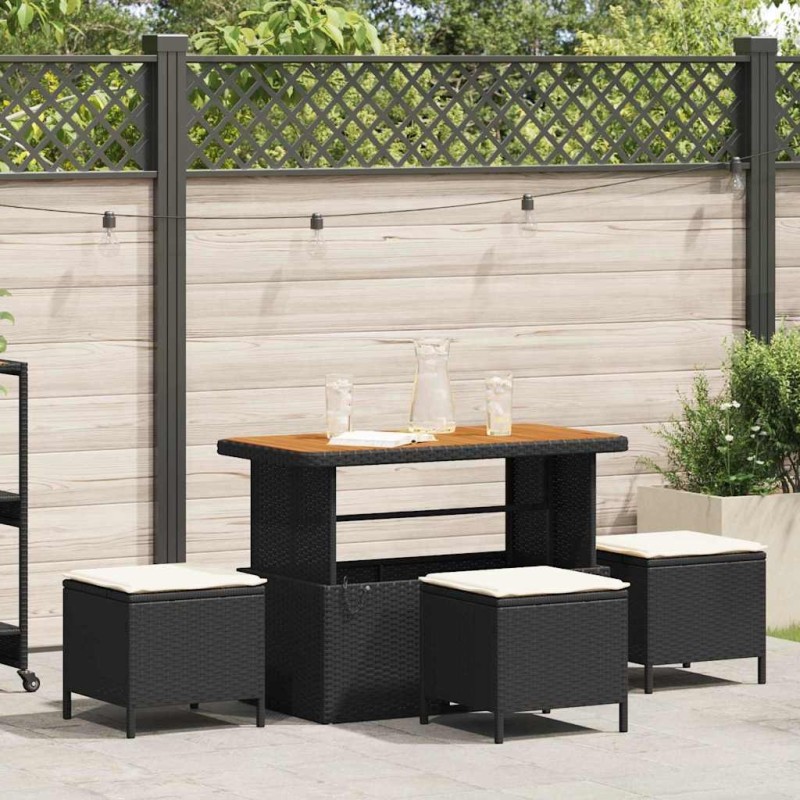 Ensemble de salle à manger pour jardin Noir polyrotin 528947528947