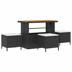 Ensemble de salle à manger pour jardin Noir polyrotin 528947528947