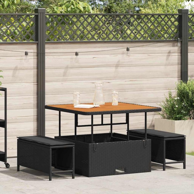Ensemble de salle à manger pour jardin Noir polyrotin 528961528961