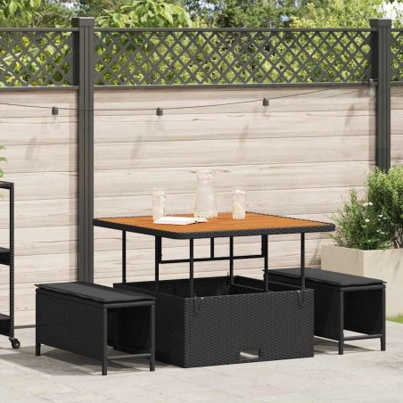Ensemble de salle à manger pour jardin Noir polyrotin 528961528961