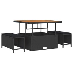 Ensemble de salle à manger pour jardin Noir polyrotin 528961528961
