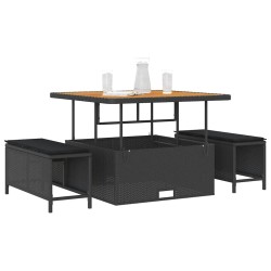 Ensemble de salle à manger pour jardin Noir polyrotin 528961528961