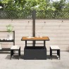 Ensemble de salle à manger pour jardin Noir polyrotin 528962528962