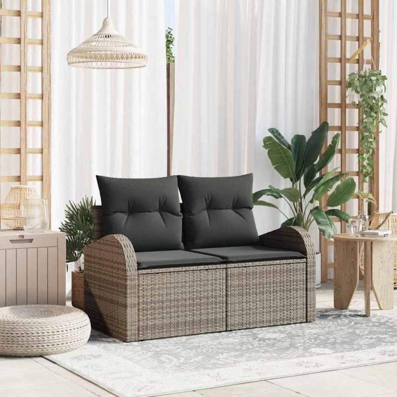 Canapé de jardin avec coussin Gris 124 x 62 x 69cm polyrotin 528964528964