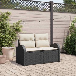 Canapé de jardin avec coussin Noir 124 x 62 x 69cm polyrotin 528966528966