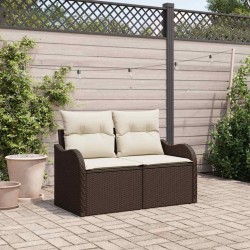 Canapé de jardin avec coussin Marron 121 x 62 x 69cm polyrotin 528967528967