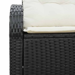 Canapé de jardin avec coussin Noir 124 x 62 x 69cm polyrotin 528982528982