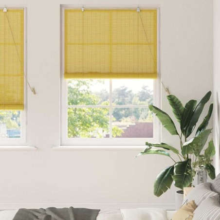 Store enrouleur avec des rideaux Jaune 100 x 220 cm Bambou 528992528992