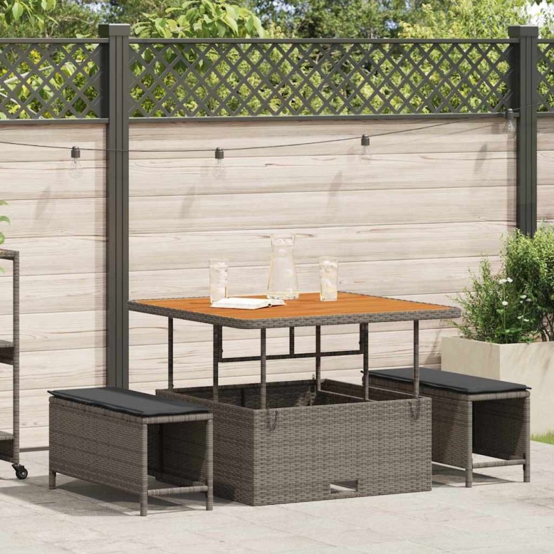 Ensemble de salle à manger pour jardin Gris polyrotin 528995528995