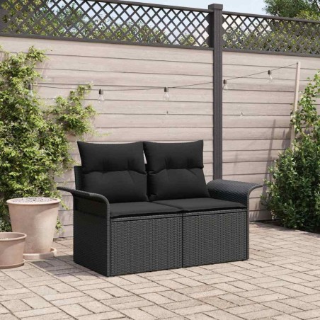 Canapé de jardin avec coussin Noir 141 x 62 x 69 cm polyrotin 528996528996