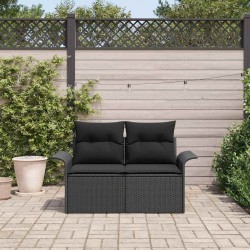 Canapé de jardin avec coussin Noir 141 x 62 x 69 cm polyrotin 528996528996