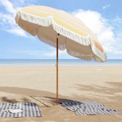 Parasol de plage Jaune et blanc 205 x 205 x 210 cm 529002529002
