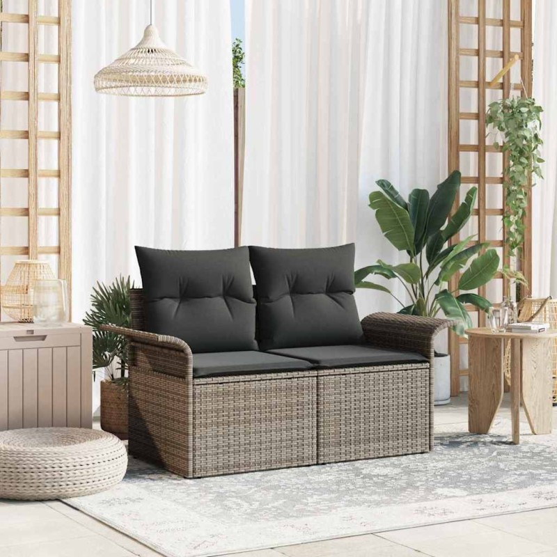 Canapé de jardin avec coussin Gris 141 x 62 x 69 cm polyrotin 529004529004