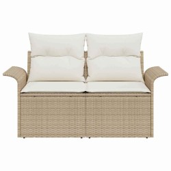 Canapé de jardin avec coussin Beige 141 x 62 x 69 cm polyrotin 529007529007
