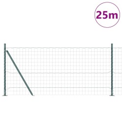 Clôture avec poteau Vert 1 x 25 m Acier 529012529012