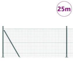 Clôture avec poteau Vert 1 x 25 m Acier et PVC 529013529013